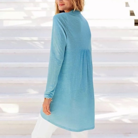 J. Jill Linen Blue Relaxed Portofino Knit tank & Open long sleeve Cardigan 2pcs - Picture 2 of 16